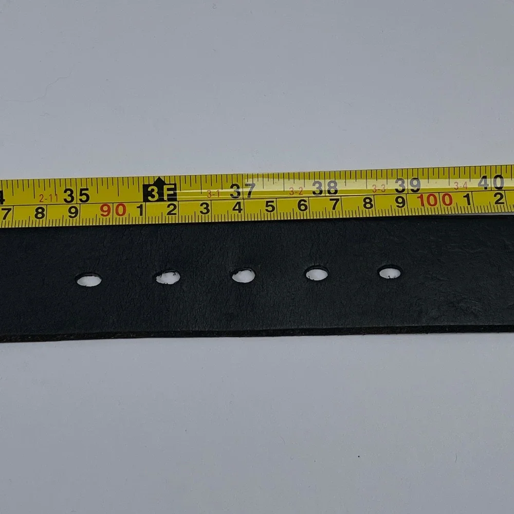 Levi Strauss & Co Italian Leather Belt Mens 36 Black Silver Buckle Made in USA